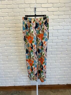 Wide Leg Floral Print Pants in Multicolor